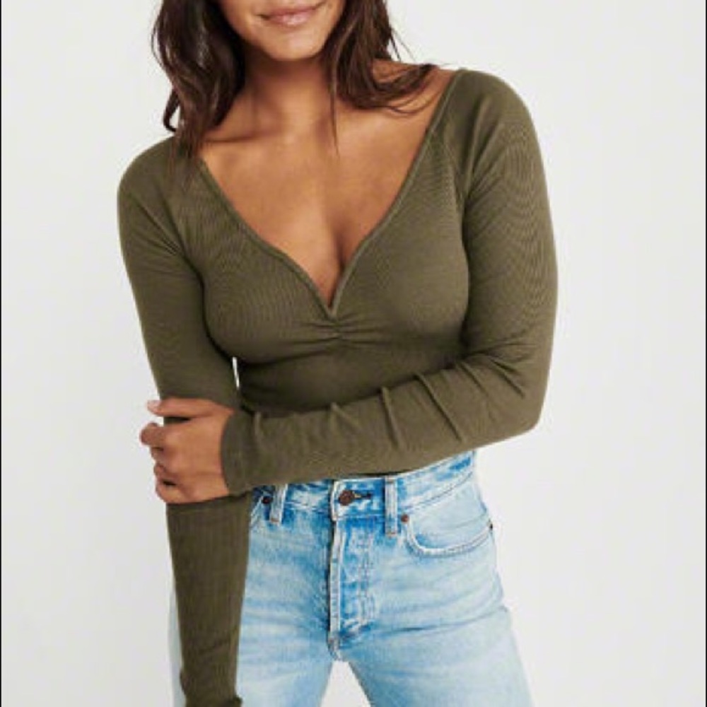 Olive green ribbed Top